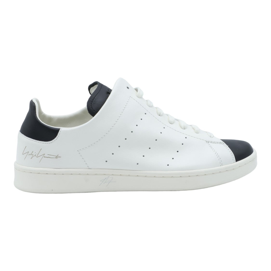 Y-3 Low-Top White Leather Sneakers With Black Accents