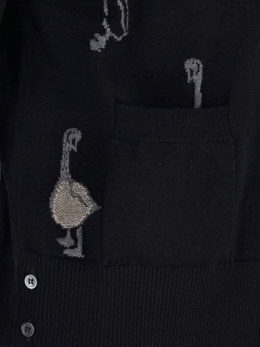 Thom Browne Wool And Cotton Blend Cardigan