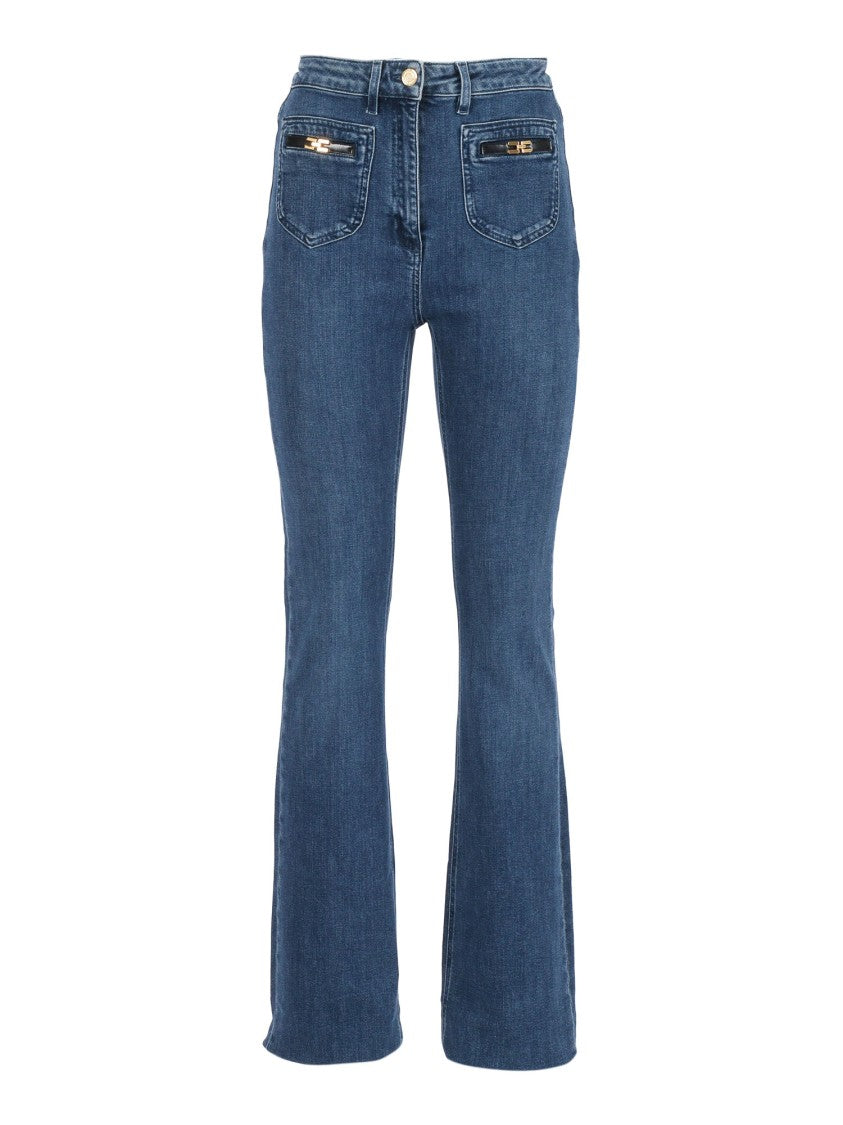 Elisabetta Franchi Distinctive Back Pocket Fitted Flared Jeans