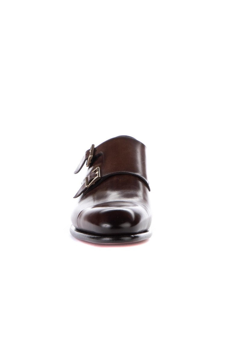 Santoni Goodyear Double Buckle Leather Shoes