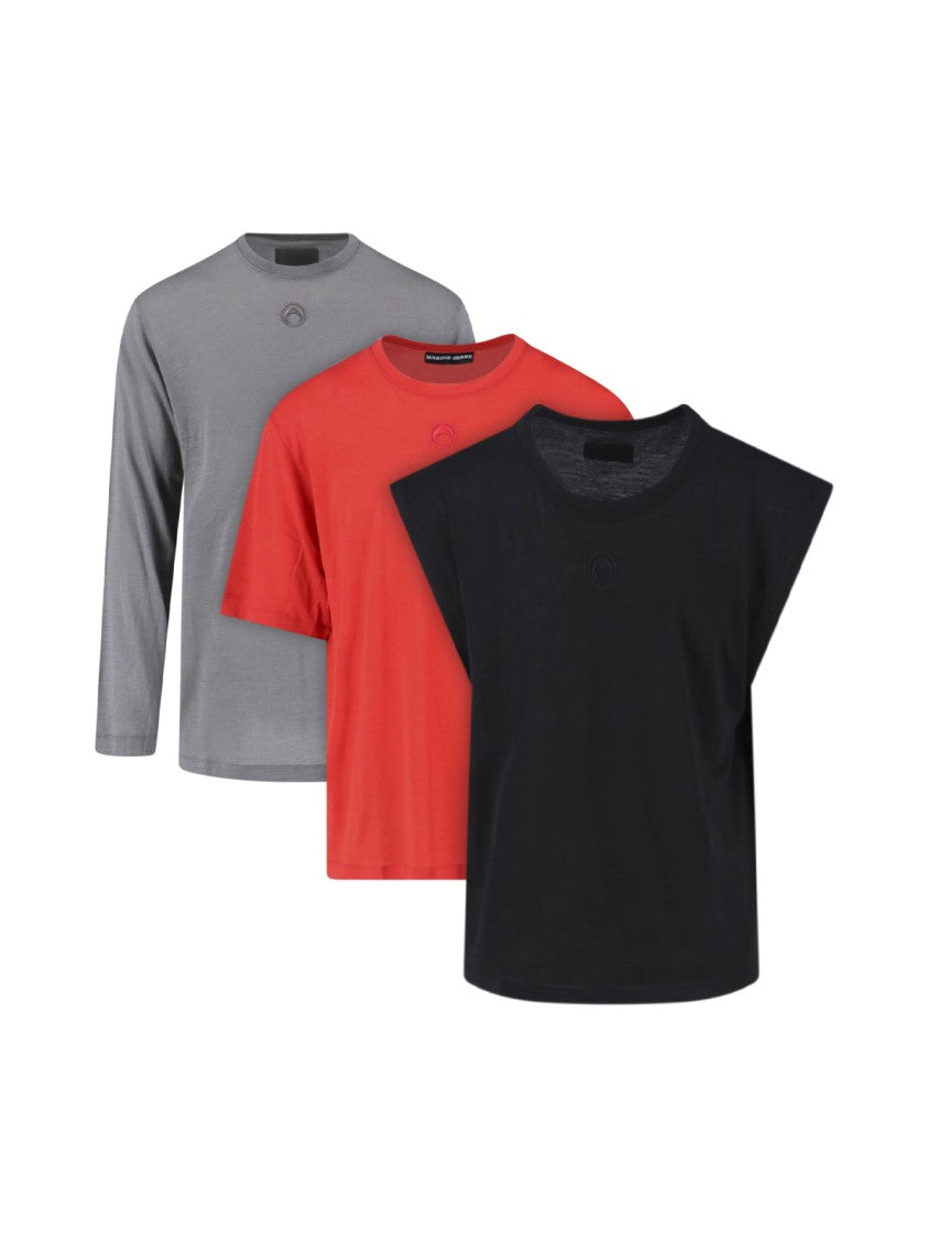 Marine Serre 2-Piece T-Shirt & Tank Top Set – Grey/Red/Black
