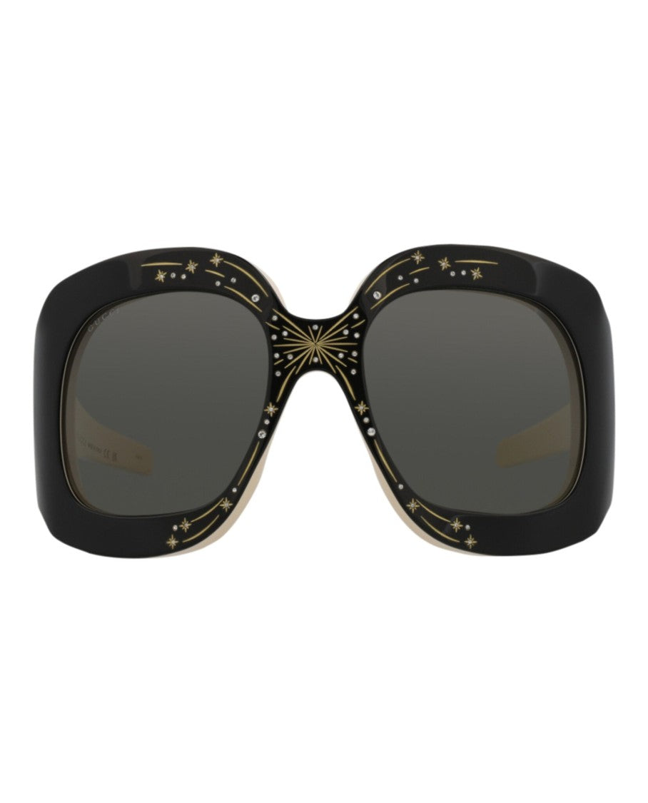 Gucci Shield-Frame Acetate Sunglasses With Saddle Nose Bridge