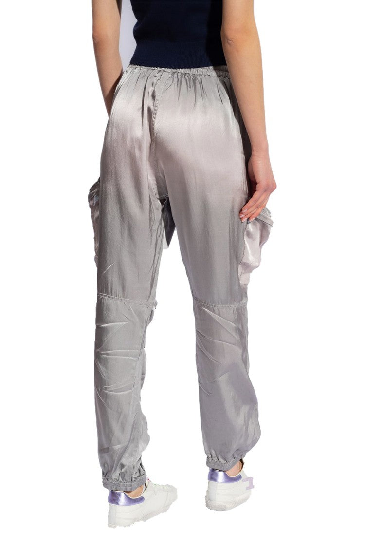 Diesel Silver Polyester Wide-Leg Cargo Pants
