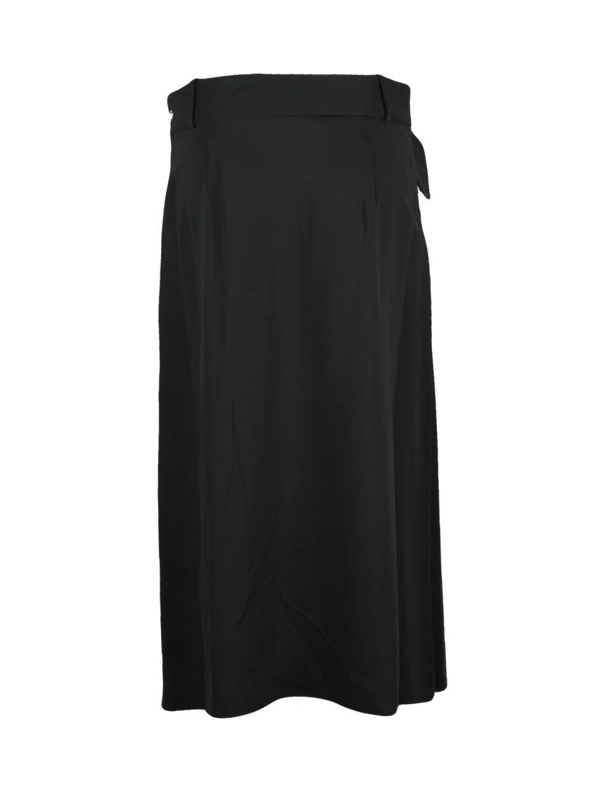 Karl Lagerfeld Black Viscose-Blend Zip Flared Midi Skirt