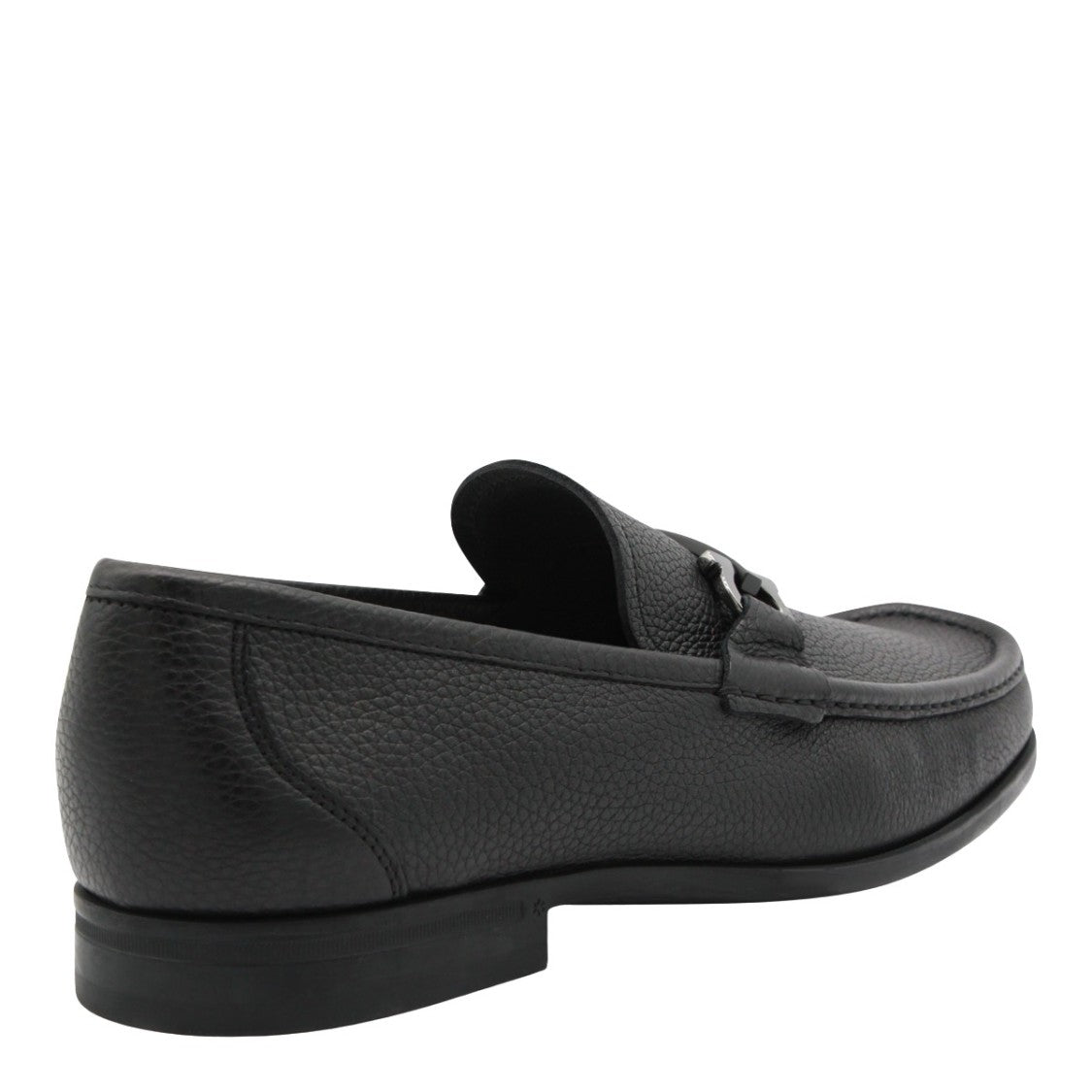 Ferragamo Textured Leather Loafers With Silver-Toned Bit Detail