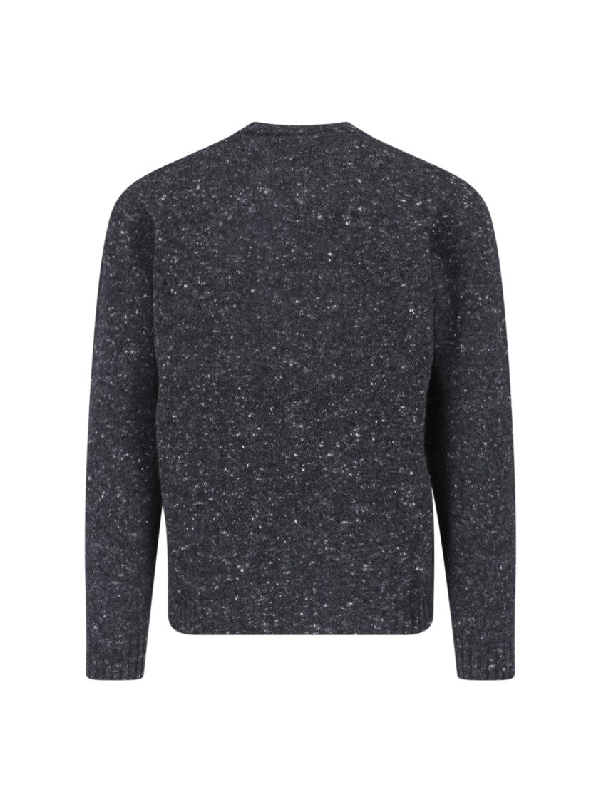 Drumohr Gray Ribbed Crewneck Wool-Cashmere Sweater