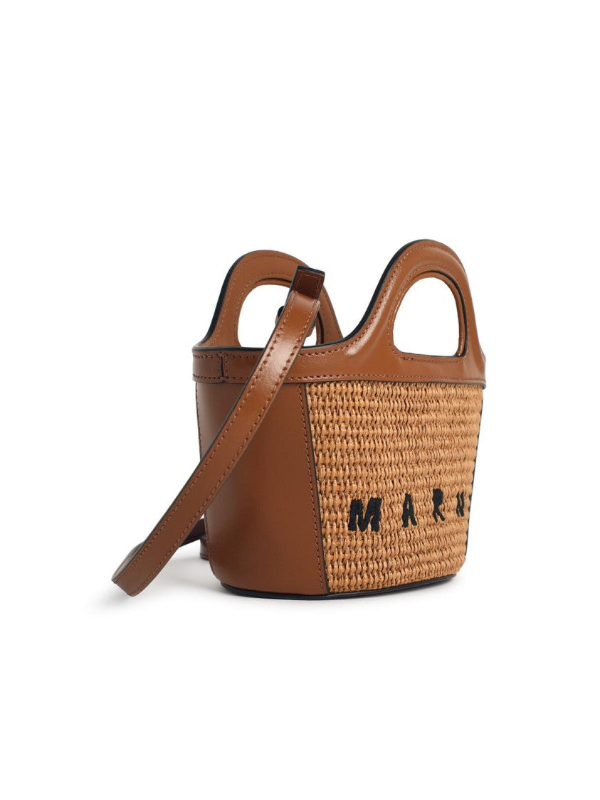 Marni Brown Leather Blend Micro Tropicalia Bag