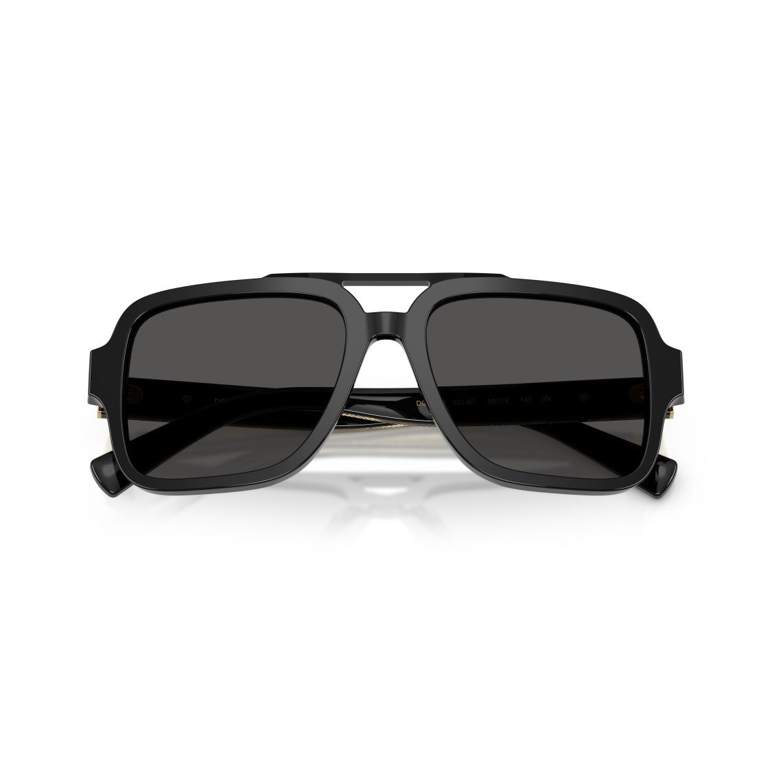 Dolce & Gabbana Square Black Acetate Sunglasses With Gold Accents