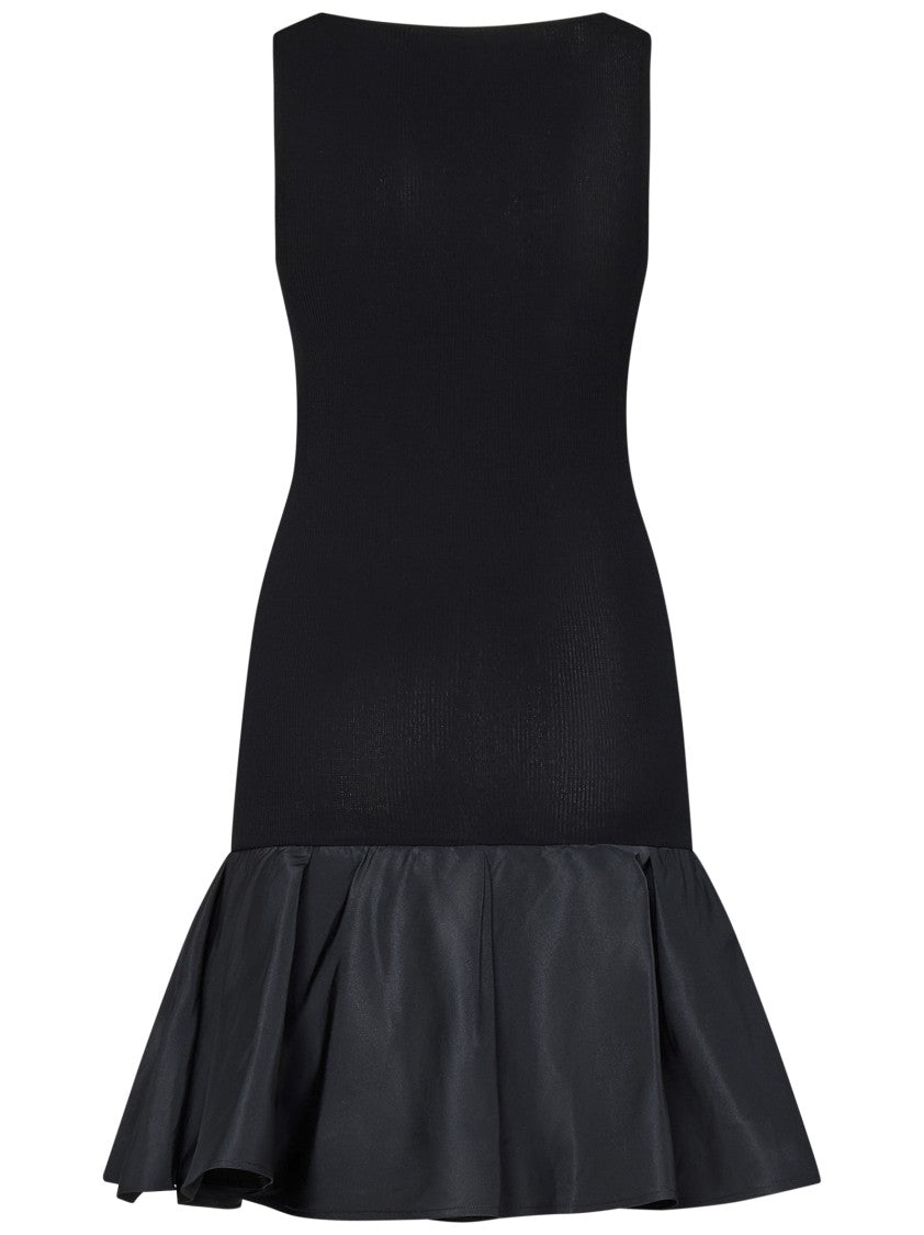 Nina Ricci Ribbed Cotton Mini Dress With Faille Peplum Hem