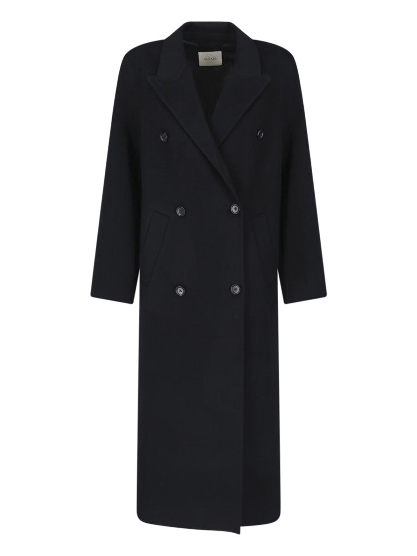 Almada Black Deja Double-Breasted Wool Cashmere Coat