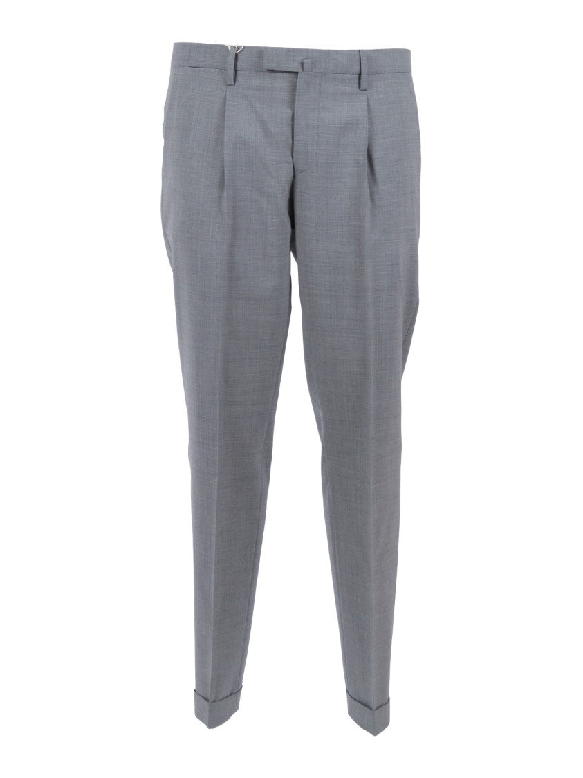 Briglia Grey Tailored Flap Straight-Leg Pants