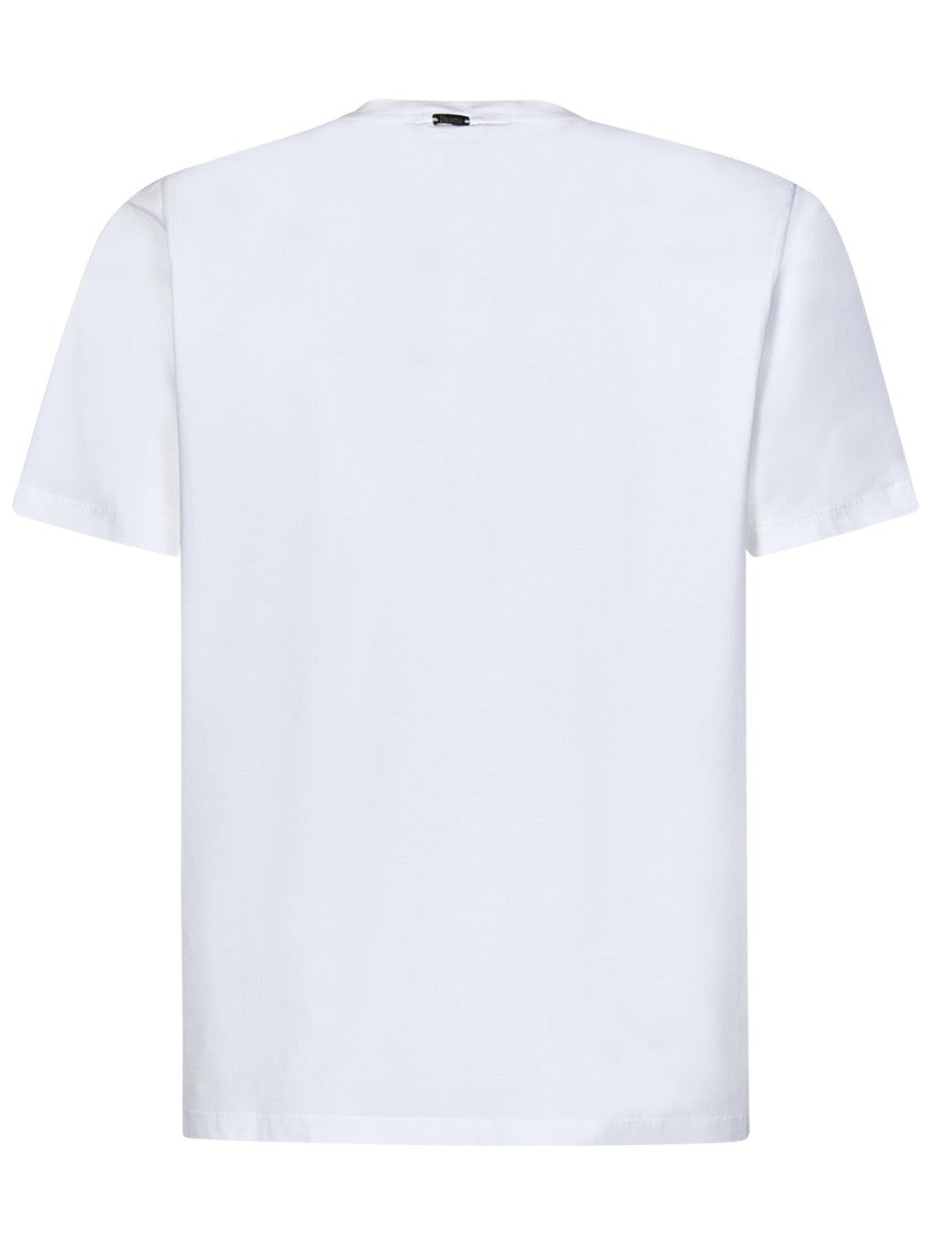 Herno White Crew-Neck T-Shirt With Logo Plate