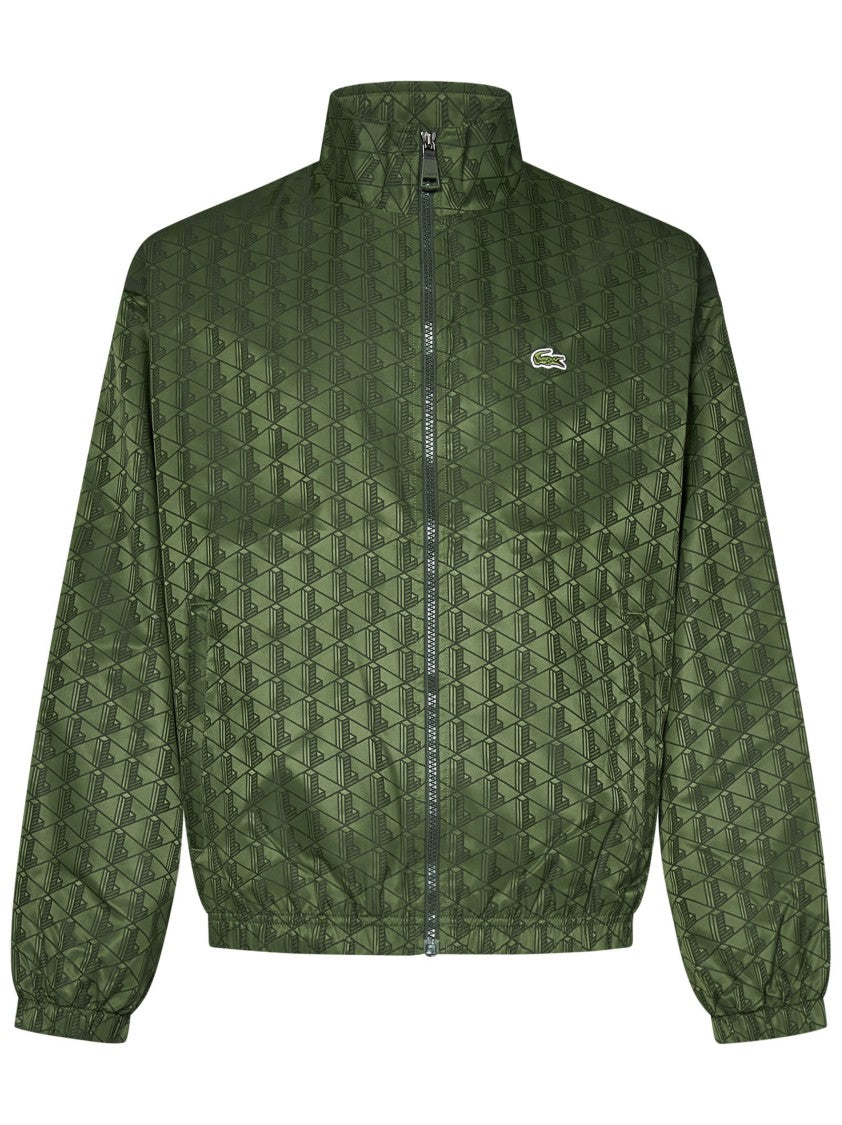 Lacoste Green Windbreaker Jacket With Monogram
