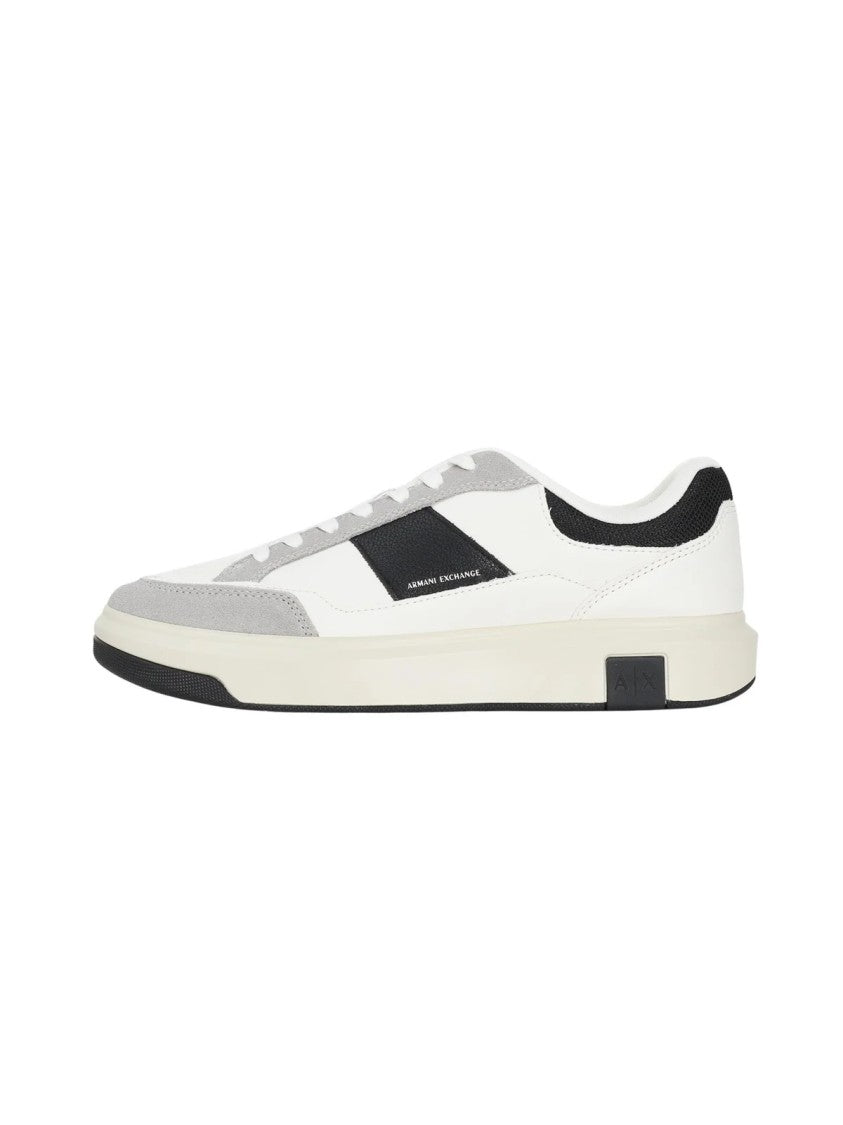 Armani Exchange White Polyurethane Patchwork Sneakers