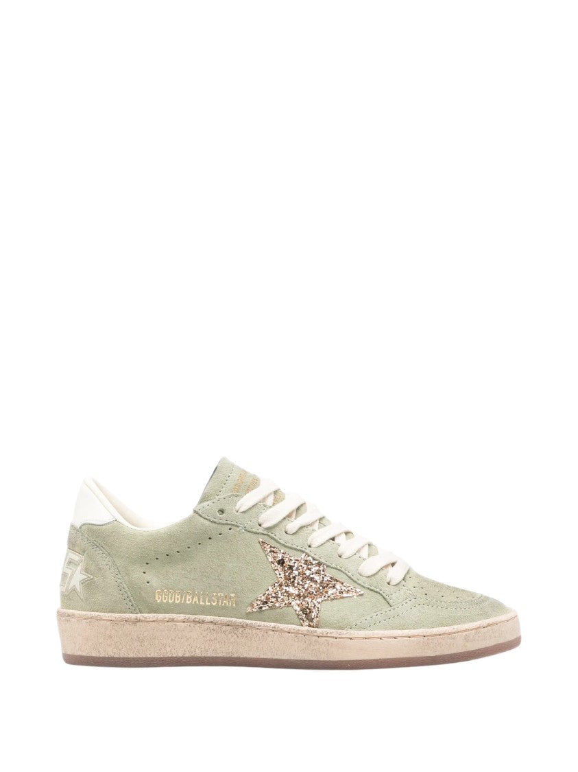 Golden Goose Green Suede Sneakers With Glittering Star Detail