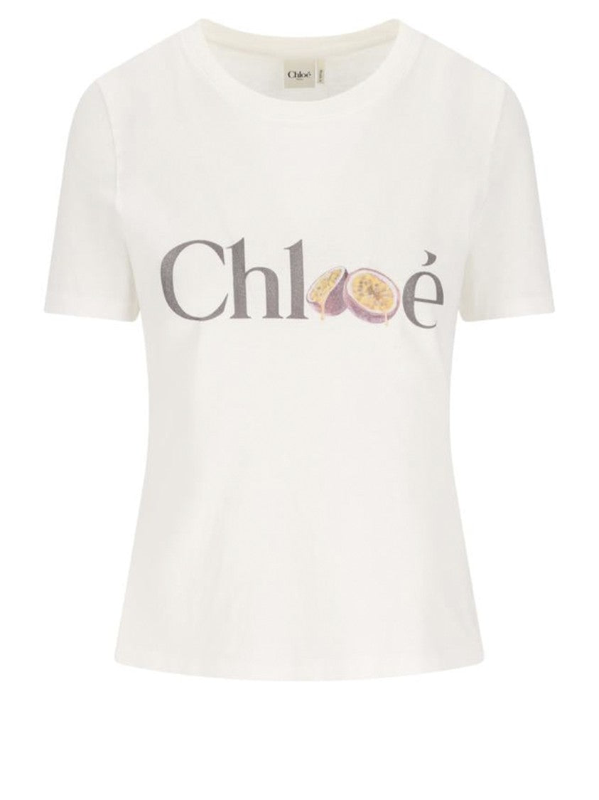 Chloé Cotton T-Shirt With Logo Print