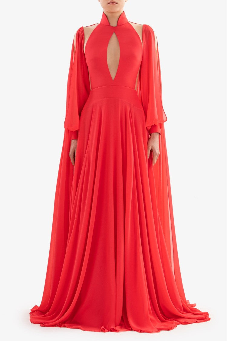 Saiid Kobeisy Crepe Georgette Long Dress