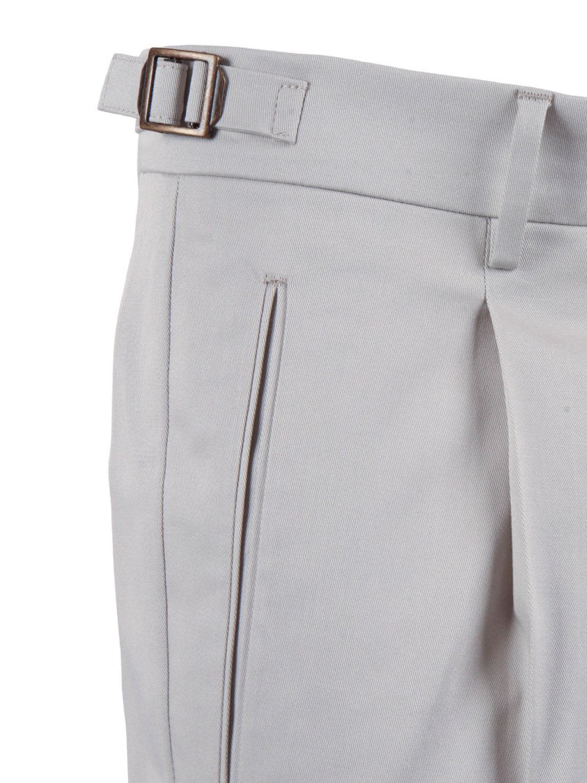 Berwich Grey Tailored Front Pleat Straight-Leg Pants