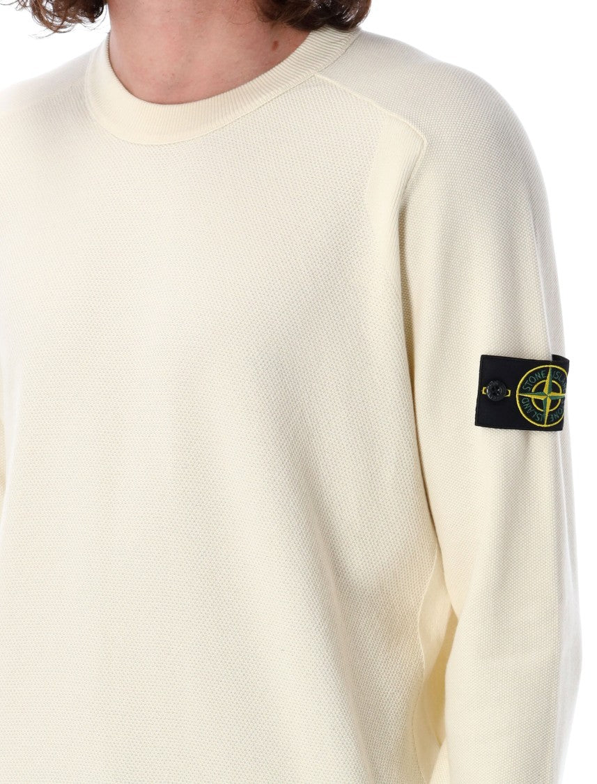 Stone Island Ribbed Cotton Crewneck With Signature Patch