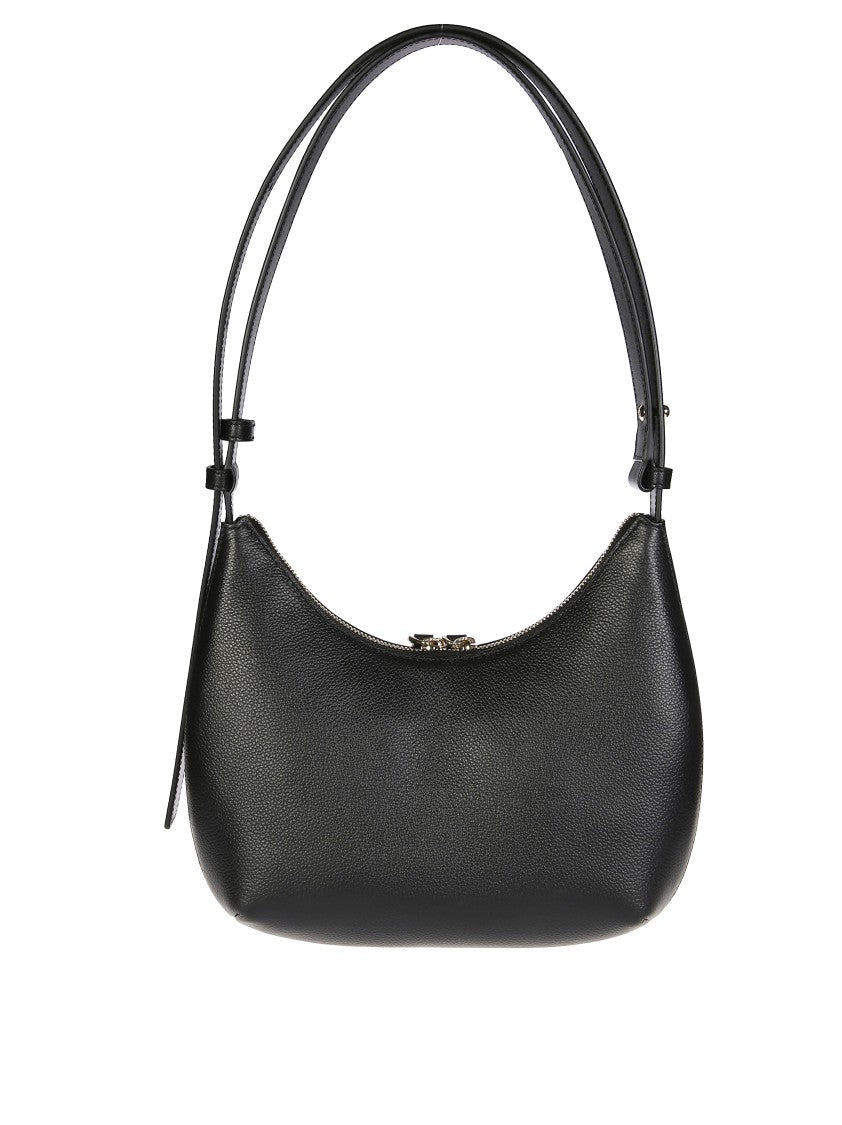Furla Curved Black Leather Shoulder Bag