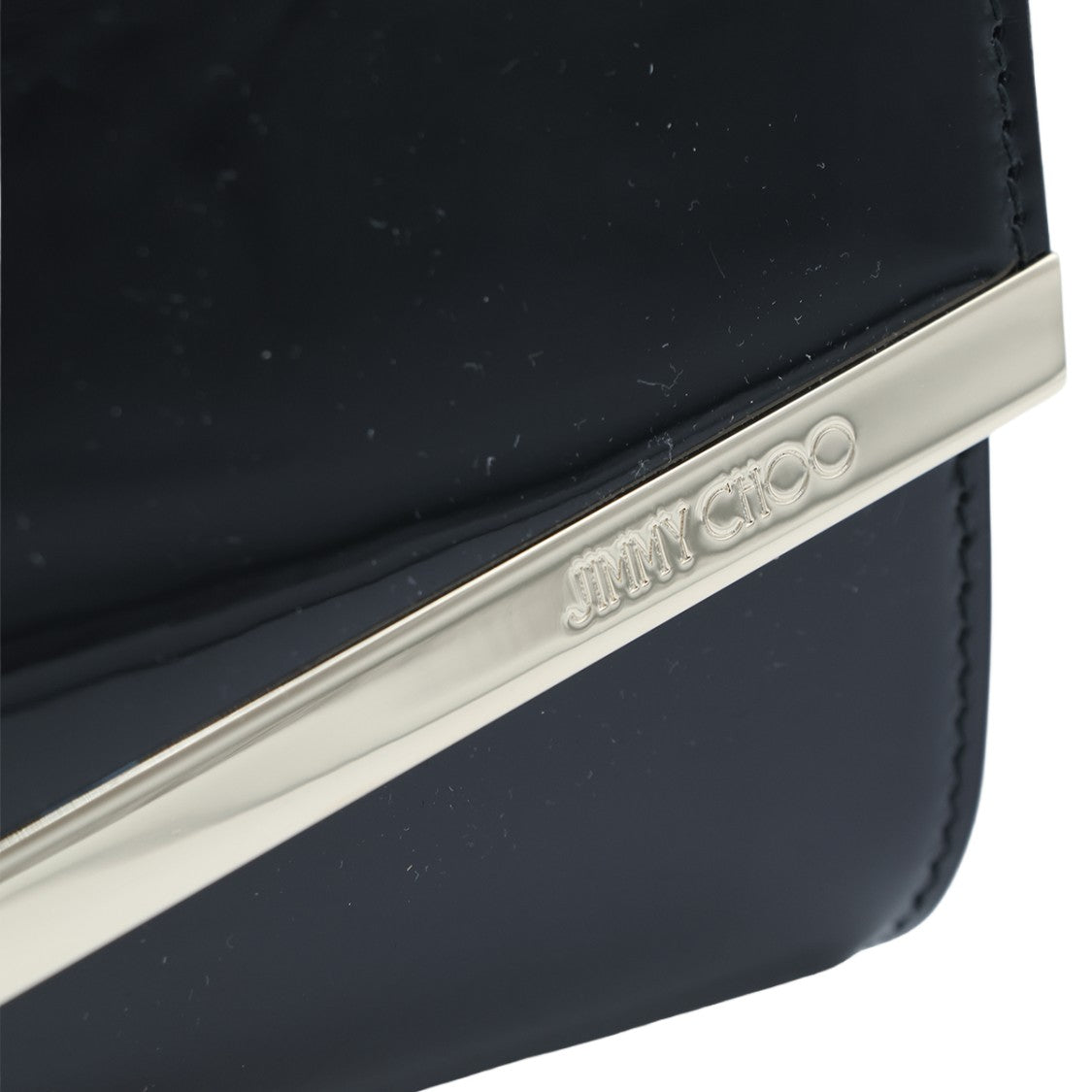 Jimmy Choo Rectangular Black Clutch With Metallic Accent
