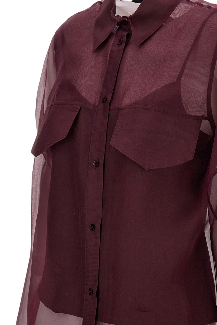 Federica Tosi Sheer Silk Organza Blouse With Pointed Collar