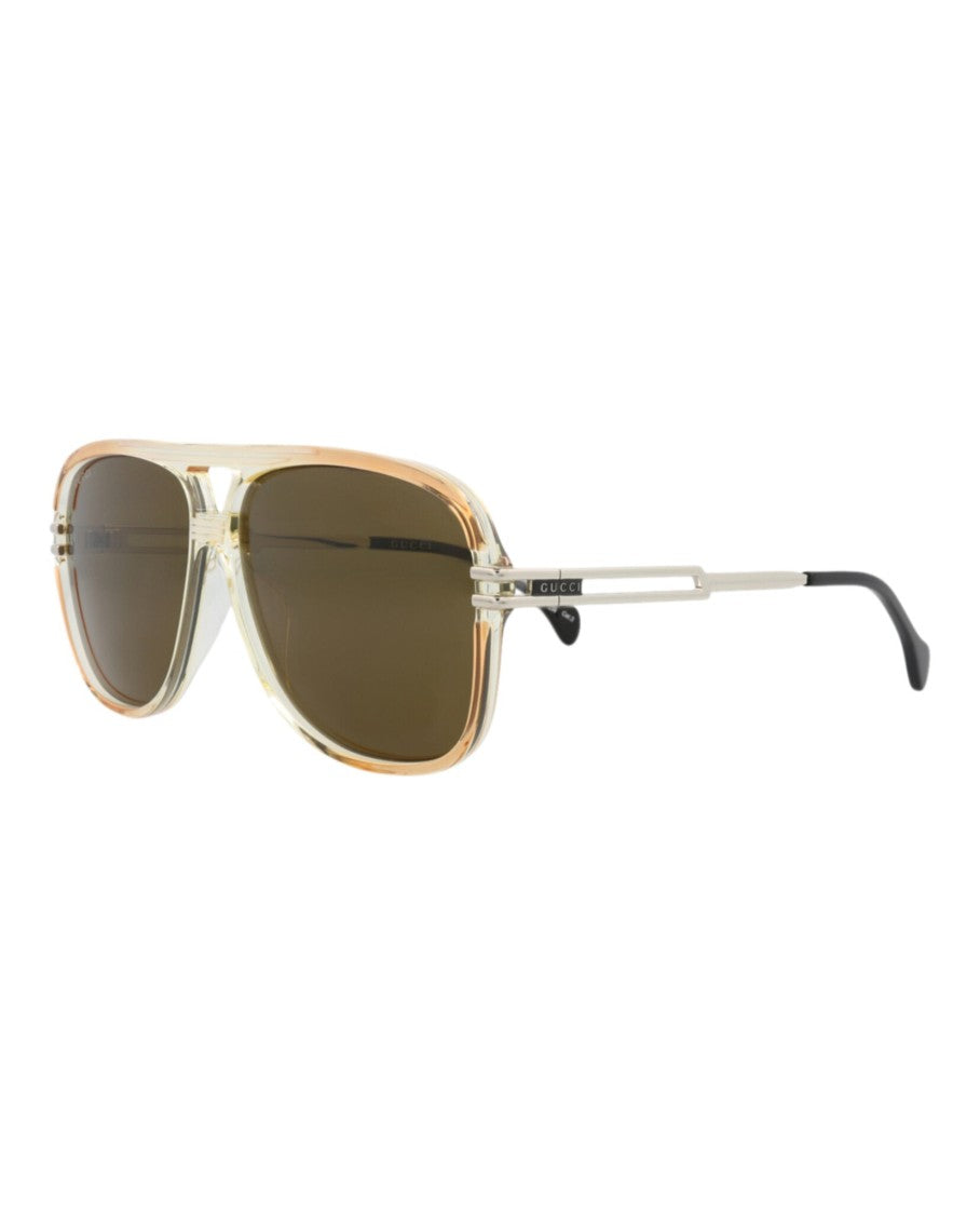 Gucci Aviator-Frame Acetate Sunglasses With Metal Temples