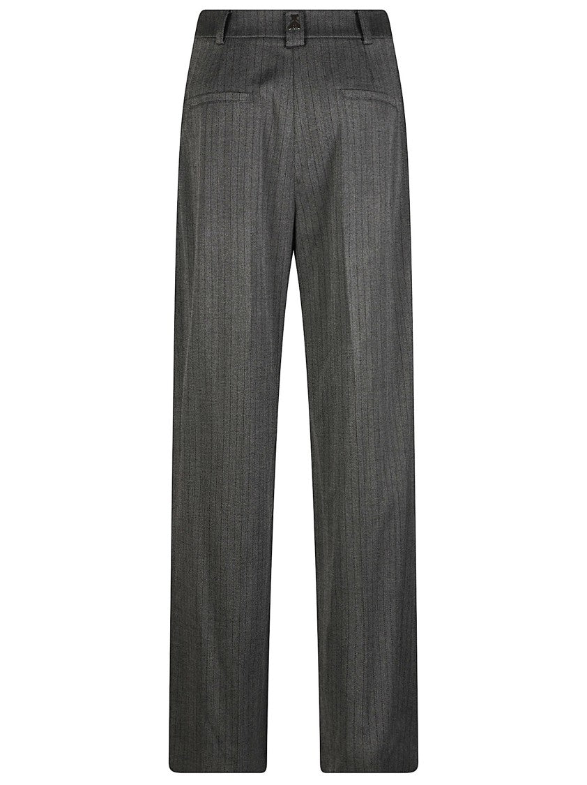 Patrizia Pepe Tailored Wide-Leg Pants With Subtle Pinstripe And Metallic Detail