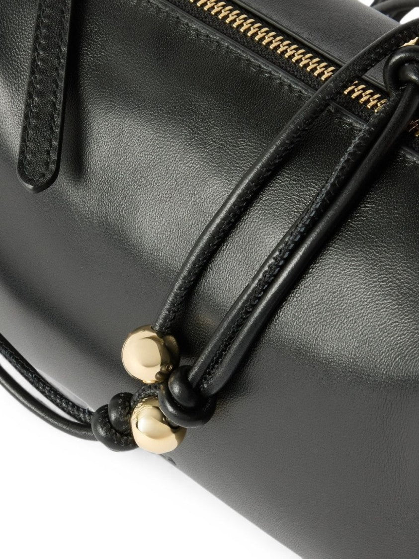 Furla Black Rectangular Leather Gold Accents Handbag