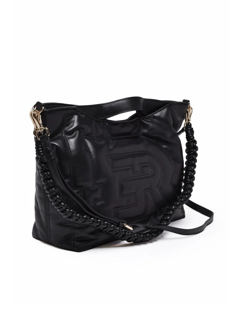 Ermanno Firenze Black Polyurethane Quilted Handbag