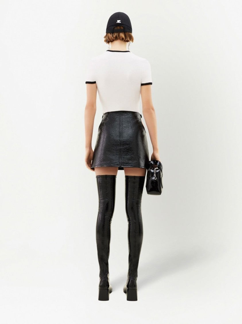 Courrèges Signature Contrast T-Shirt With Crew Neckline