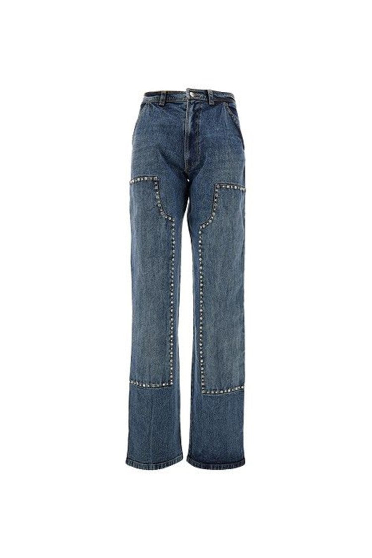Des Phemmes Straight-Leg Denim Trousers With Studded Detailing