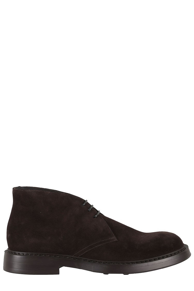Doucal's Dark Brown Suede Lace-Up Chukka Boots