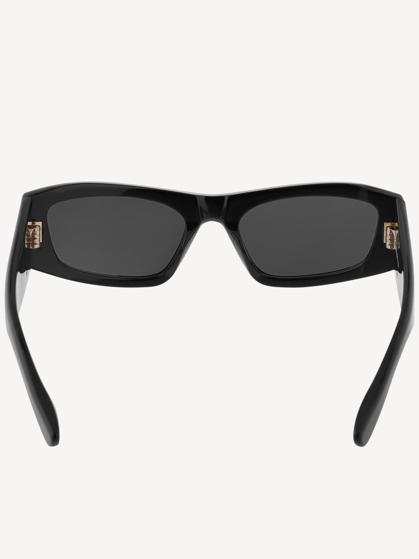 Balenciaga Black Occhiali Rectangular Logo Sunglasses