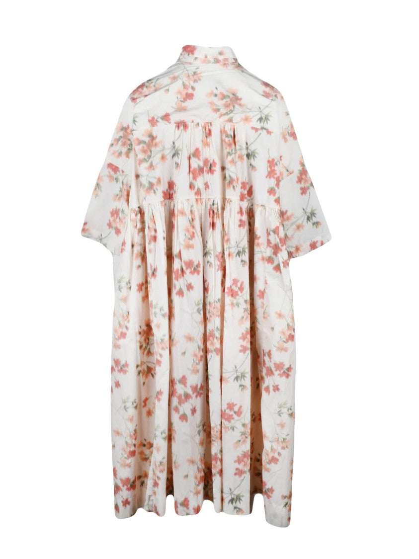 Casey Casey Cream Polyester-Blend Oversized Chemise Dress