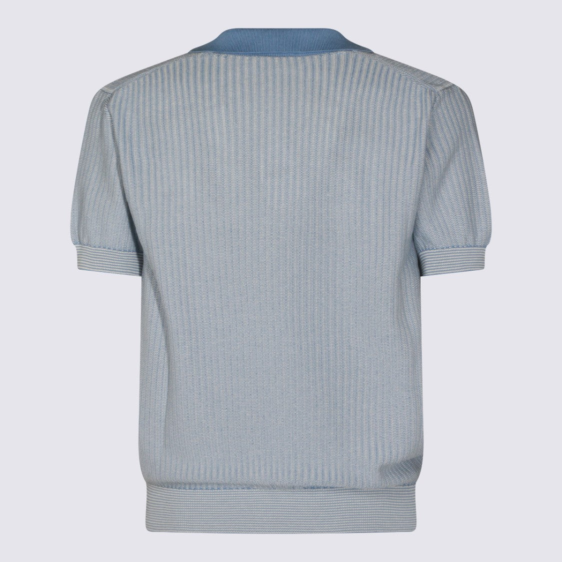 Piacenza Cashmere Fine Ribbed Polo Shirt In Light Blue