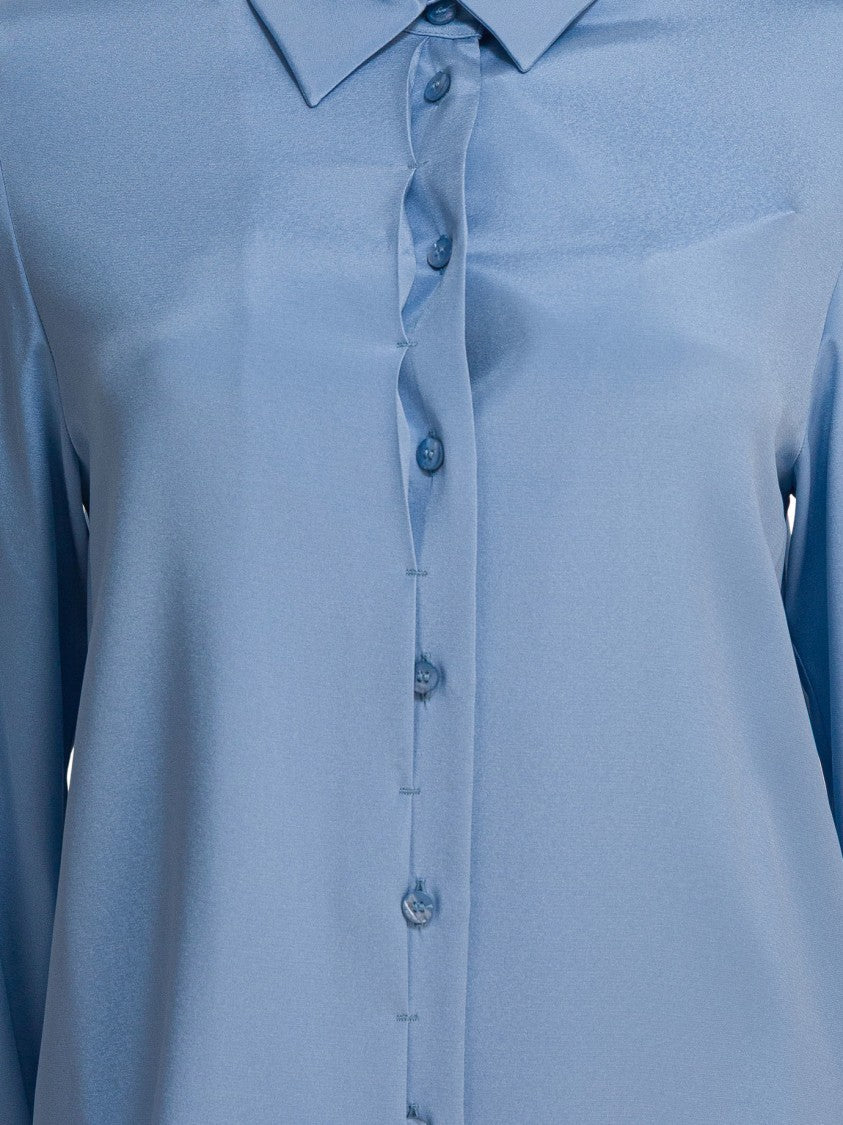 Max Mara Light Blue Silk-Elastane Blend Shirt