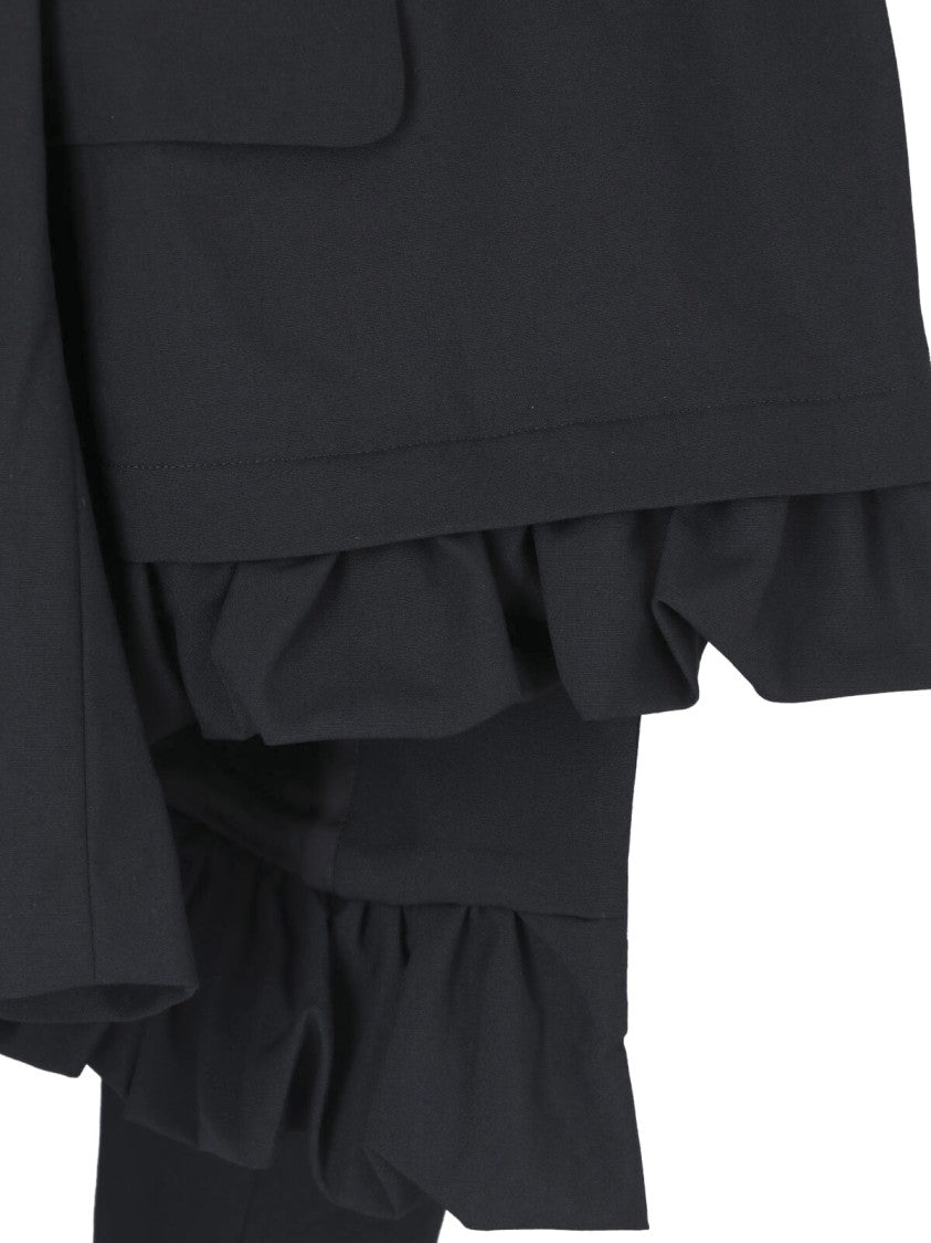 Comme Des Garçons Black Ruffled Trim Rounded Collar Jacket
