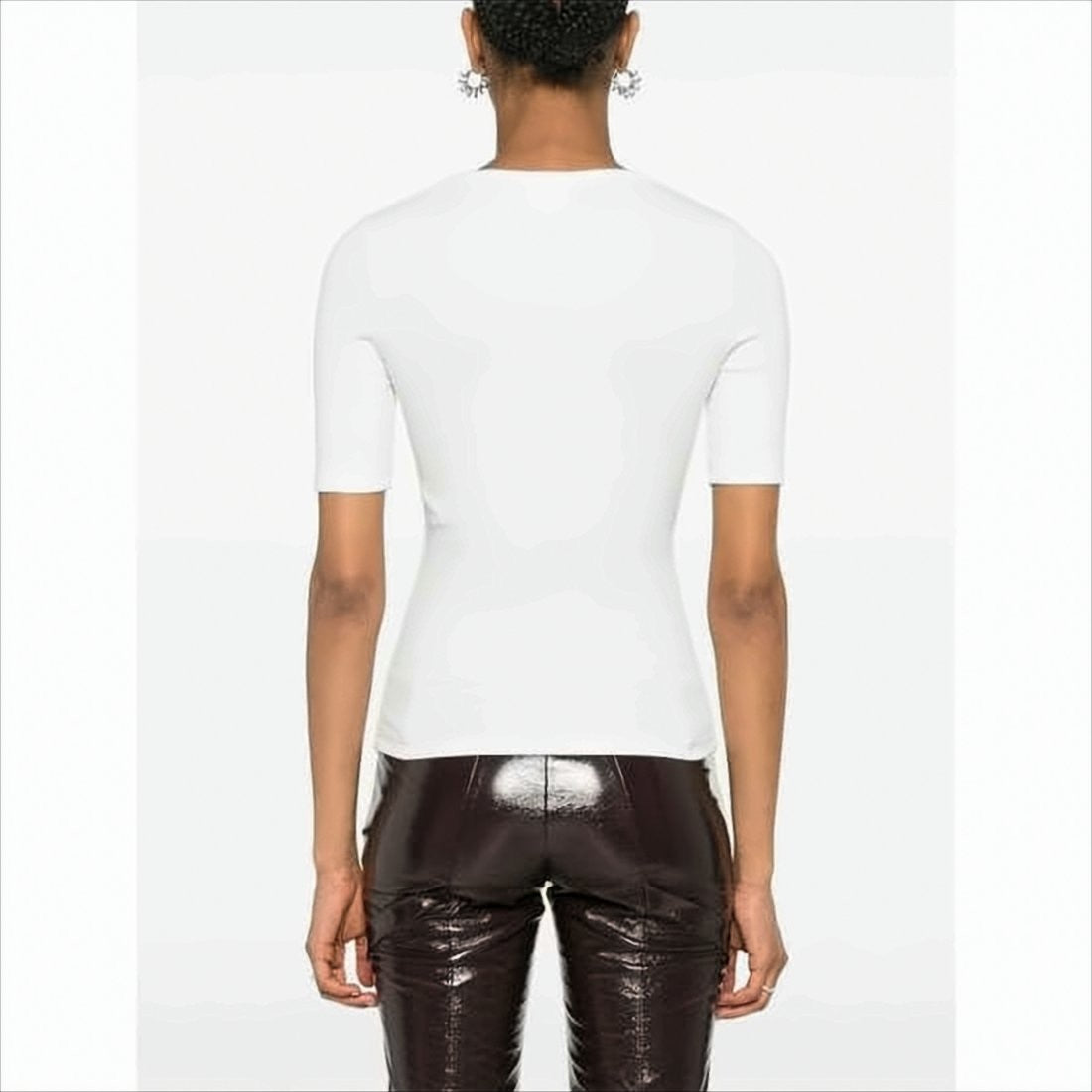 Courrèges Fitted White Short-Sleeve Top With Scoop Neckline