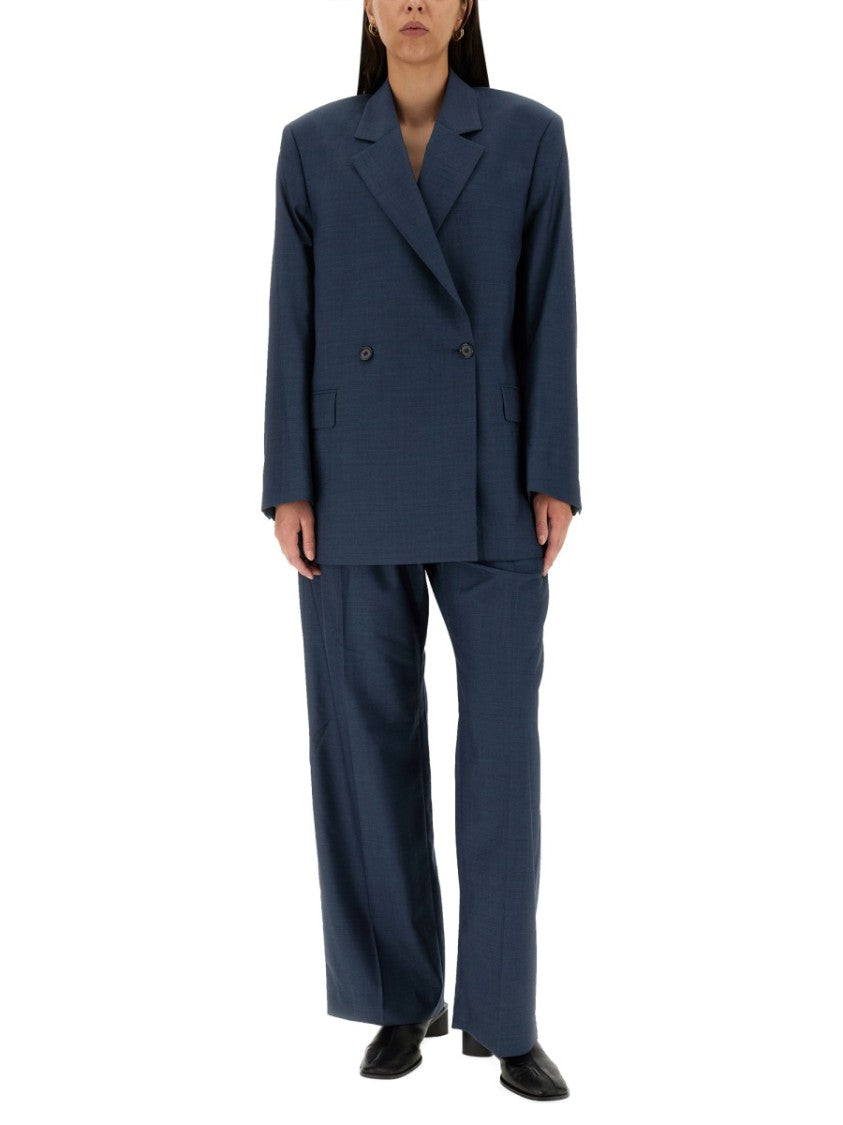 Acne Studios Wide-Leg Wool Trousers With Button Closure
