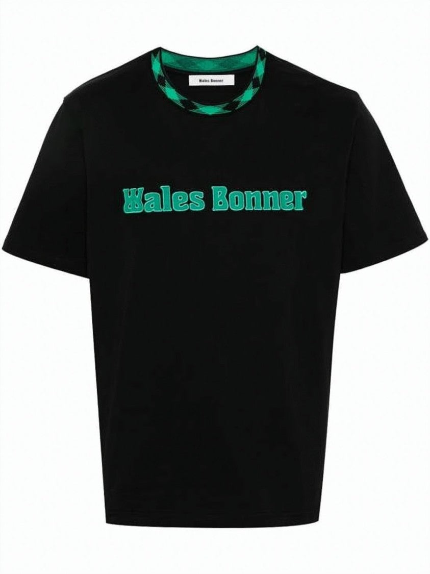 Wales Bonner Relaxed Fit Short-Sleeve T-Shirt With Checkered Neckline Detail