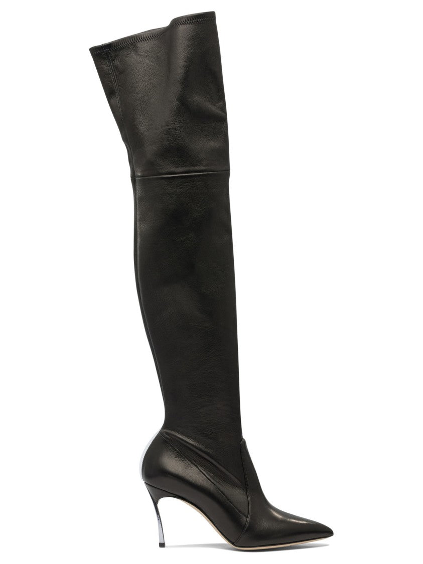 Casadei Over-The-Knee Leather Boots With Stiletto Heel