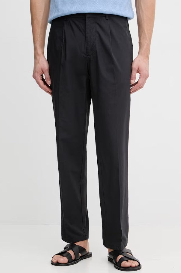 Emporio Armani Midnight Blue Cotton Trousers With Straight-Leg Silhouette