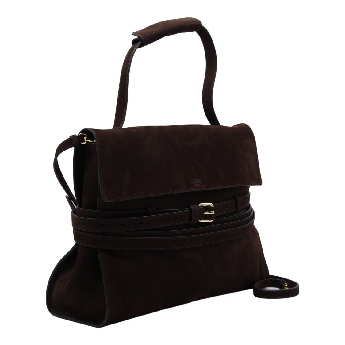 Moschino Structured Rectangular Suede Bag