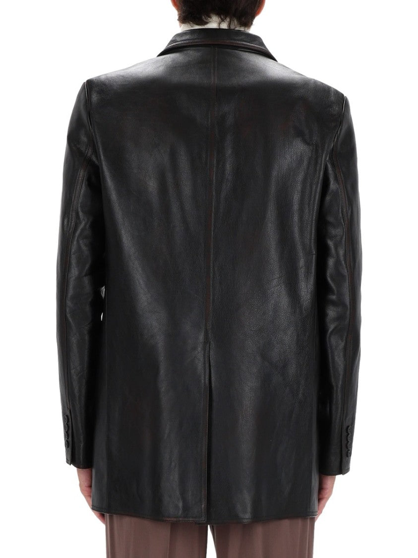 Gucci Black Leather Blazer Jacket
