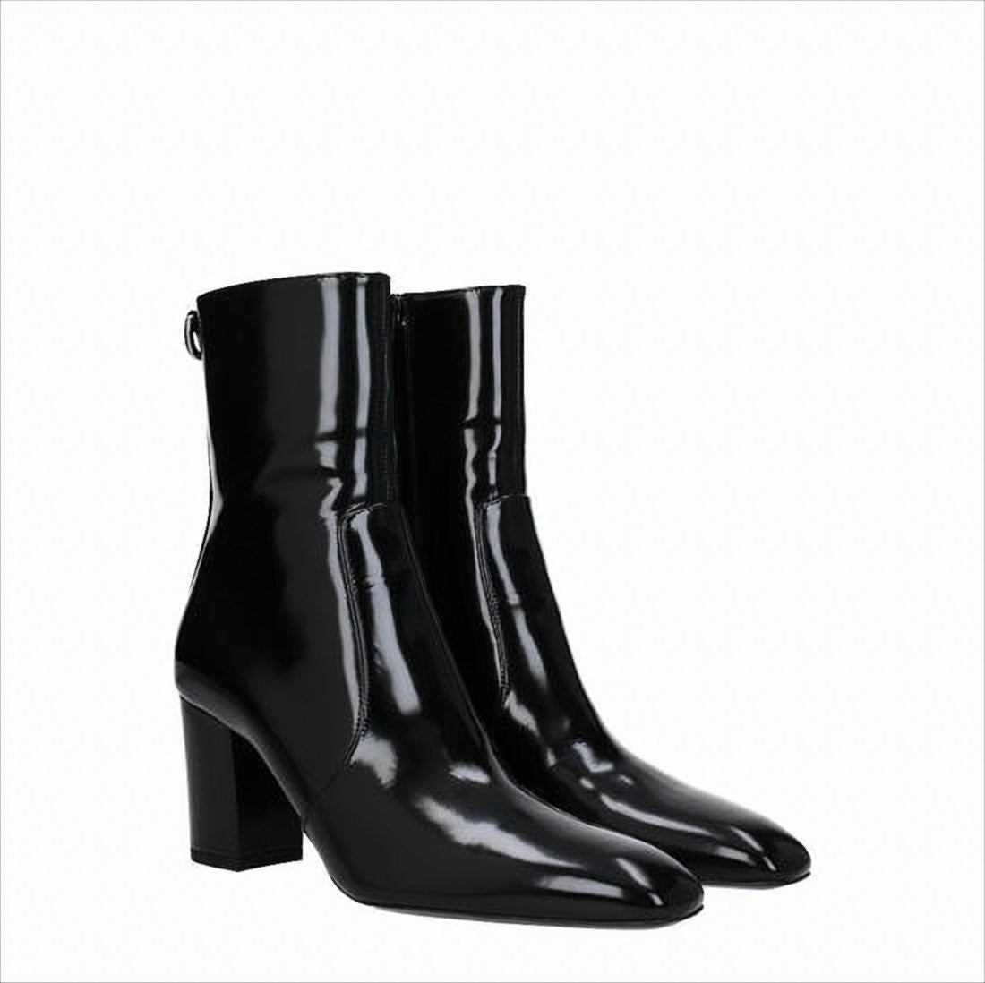 Saint Laurent Leather Ankle Boots With Pointed Toe