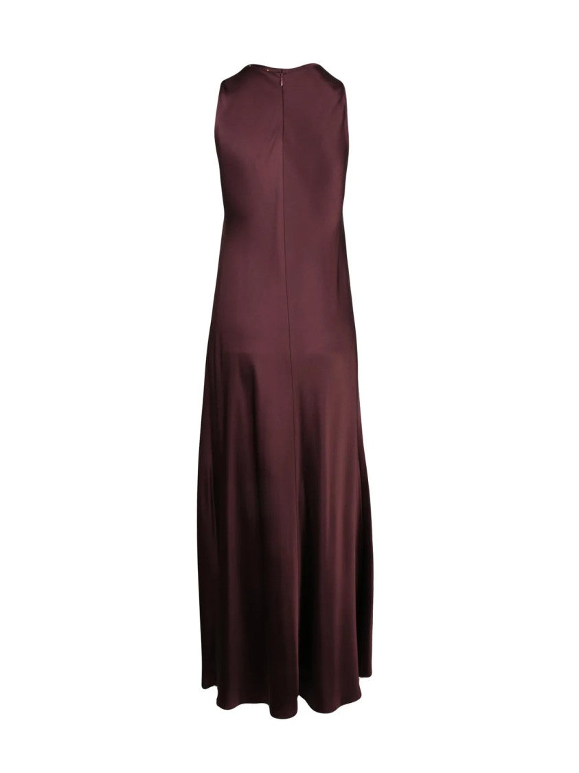Forte Forte Brown Acetate-Blend Zip Long Satin Dress