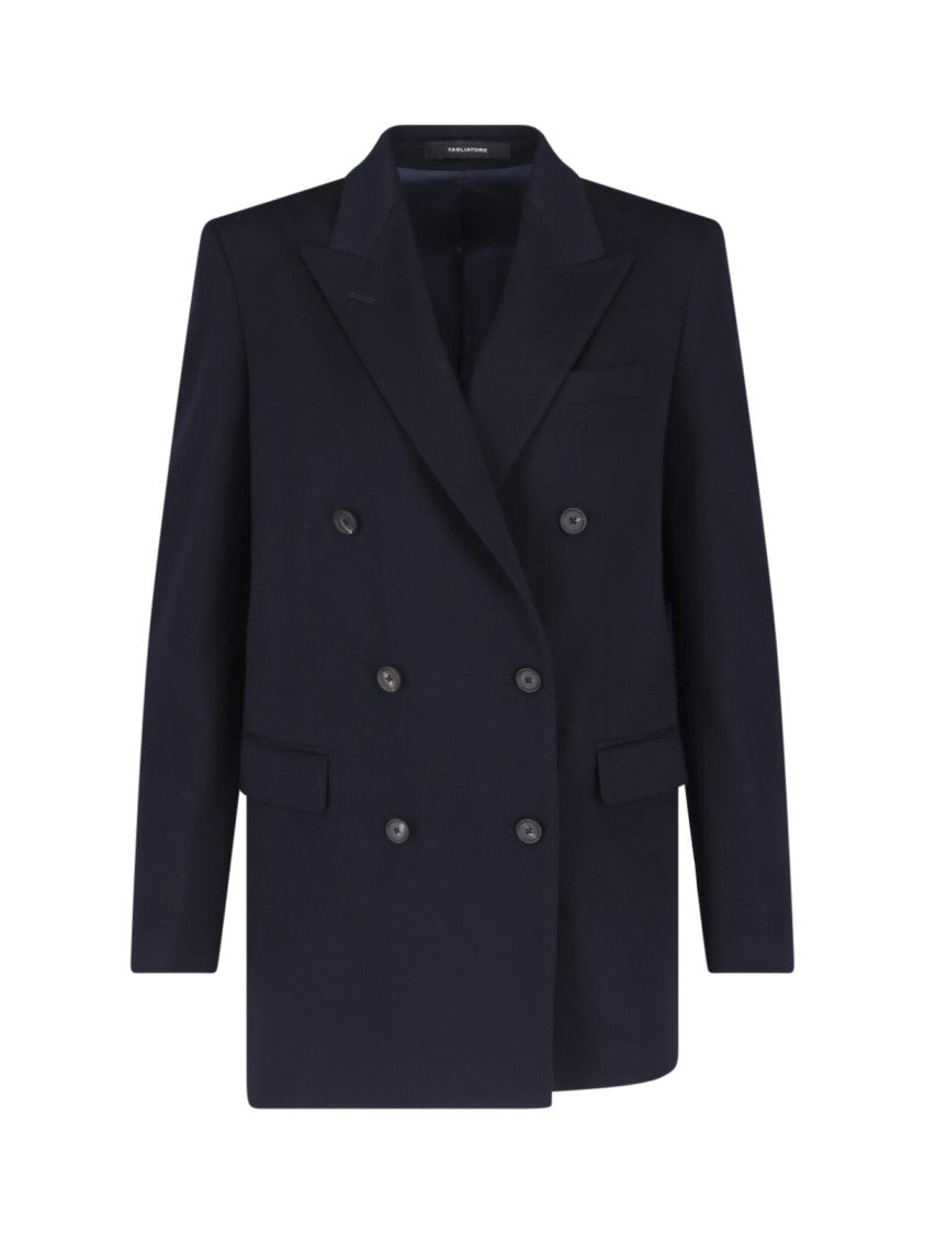 Tagliatore Navy Blue J-Jasmine Double-Breasted Cashmere Blazer