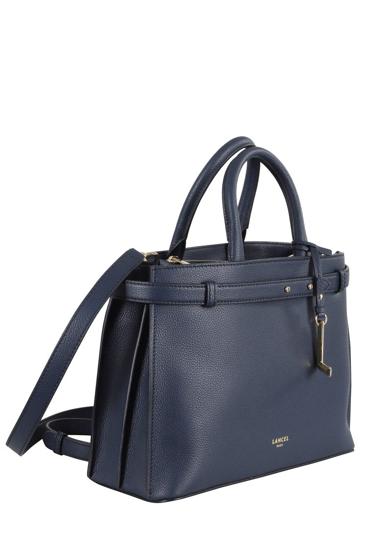 Lancel Pebbled Leather Shoulder Bag With Dual Handles