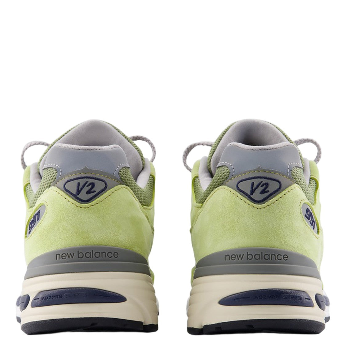 New Balance Light Green 991V2 Abzorb Mesh Suede Sneakers